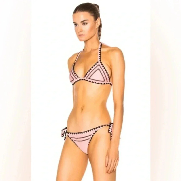 SAME Swim Catch String Bikini Top Rose & Black Size M Medium - Picture 5 of 5